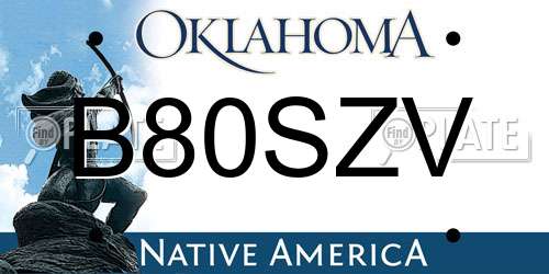 B80SZV Oklahoma License Plate
