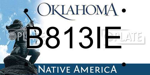 B813IE Oklahoma License Plate
