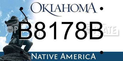B8178B Oklahoma License Plate