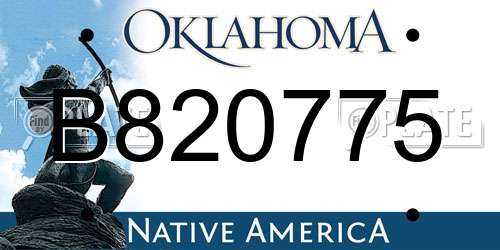 B820775 Oklahoma License Plate