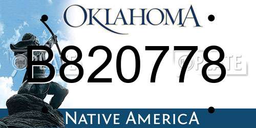 B820778 Oklahoma License Plate