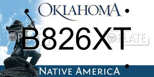 B826XT Oklahoma License Plate