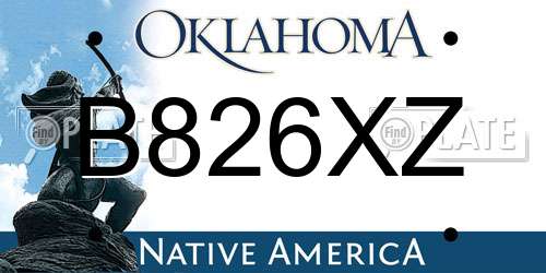 B826XZ Oklahoma License Plate