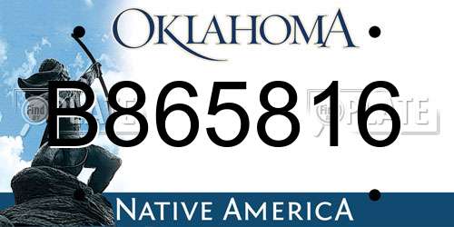 B865816 Oklahoma License Plate