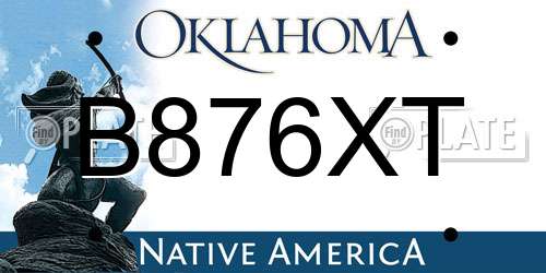 B876XT Oklahoma License Plate