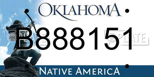 B888151 Oklahoma License Plate