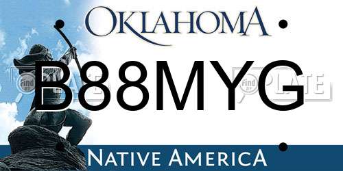 B88MYG Oklahoma License Plate
