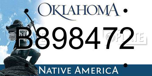 B898472 Oklahoma License Plate