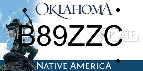 B89ZZC Oklahoma License Plate