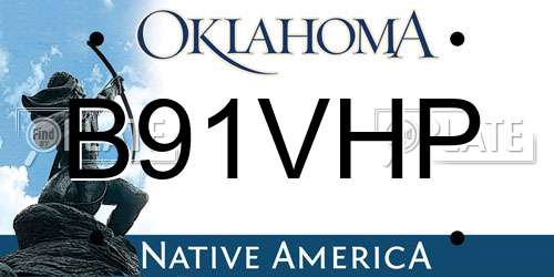 B91VHP Oklahoma License Plate