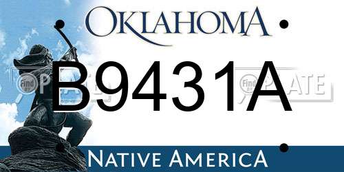 B9431A Oklahoma License Plate