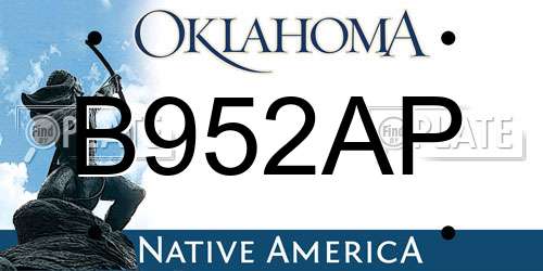 B952AP Oklahoma License Plate