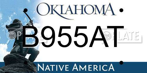 B955AT Oklahoma License Plate