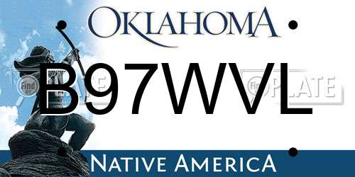 B97WVL Oklahoma License Plate