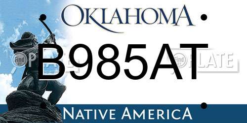 B985AT Oklahoma License Plate
