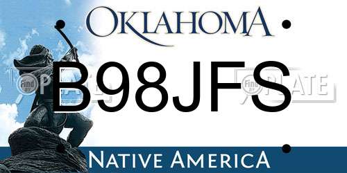 B98JFS Oklahoma License Plate