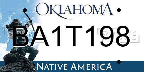 BA1T198 Oklahoma License Plate