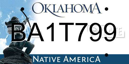 BA1T799 Oklahoma License Plate