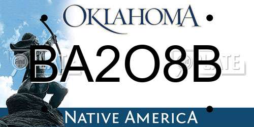 BA2O8B Oklahoma License Plate