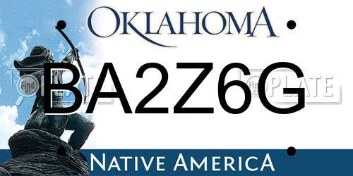 BA2Z6G Oklahoma License Plate