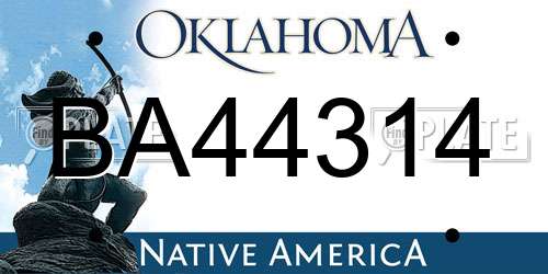 BA44314 Oklahoma License Plate