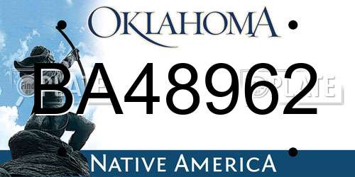 BA48962 Oklahoma License Plate
