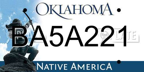 BA5A221 Oklahoma License Plate