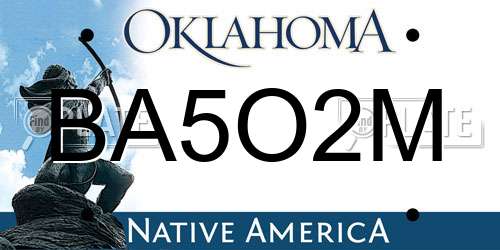 BA5O2M Oklahoma License Plate
