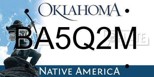 BA5Q2M Oklahoma License Plate