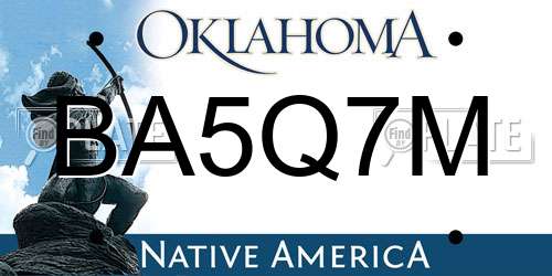 BA5Q7M Oklahoma License Plate