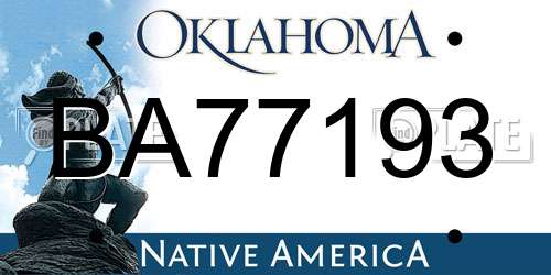BA77193 Oklahoma License Plate