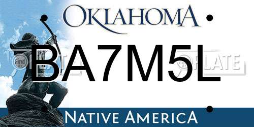 BA7M5L Oklahoma License Plate