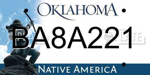 BA8A221 Oklahoma License Plate