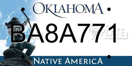 BA8A771 Oklahoma License Plate