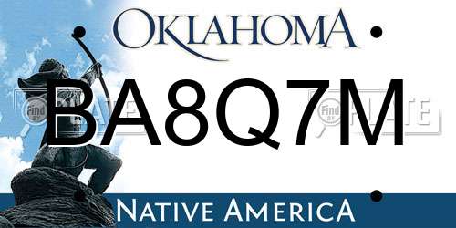 BA8Q7M Oklahoma License Plate
