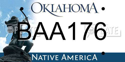 BAA176 Oklahoma License Plate