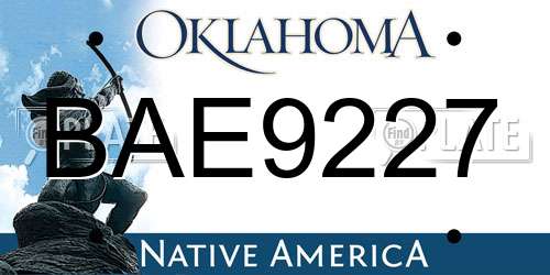 BAE9227 Oklahoma License Plate