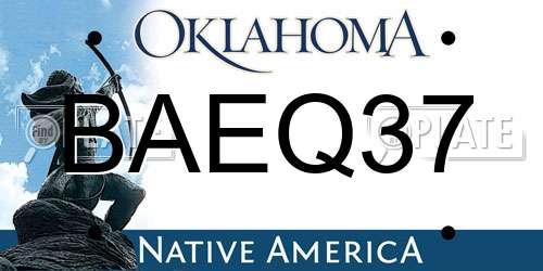 BAEQ37 Oklahoma License Plate