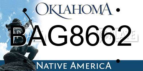 BAG8662 Oklahoma License Plate