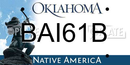 BAI61B Oklahoma License Plate
