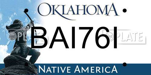 BAI76I Oklahoma License Plate
