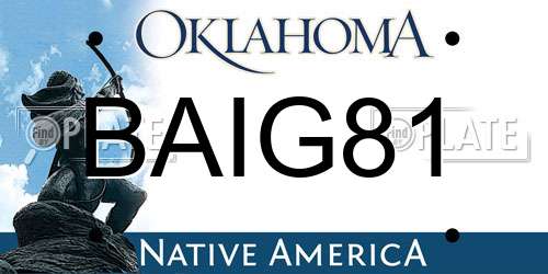 BAIG81 Oklahoma License Plate