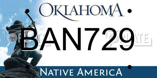 BAN729 Oklahoma License Plate