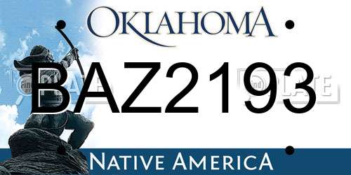 BAZ2193 Oklahoma License Plate