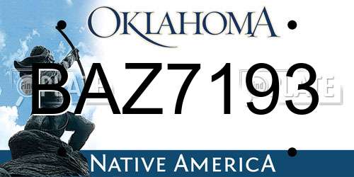 BAZ7193 Oklahoma License Plate