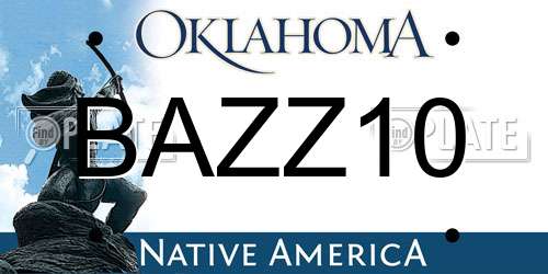 BAZZ10 Oklahoma License Plate