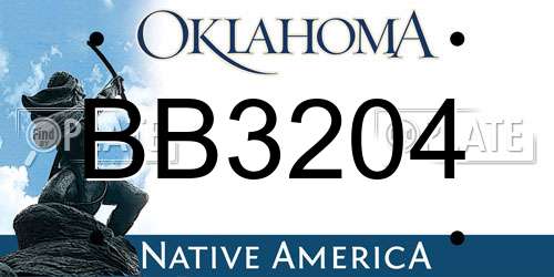 BB3204 Oklahoma License Plate