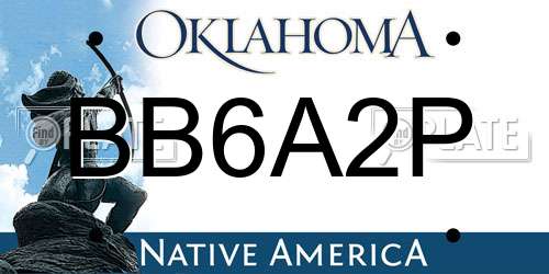 BB6A2P Oklahoma License Plate