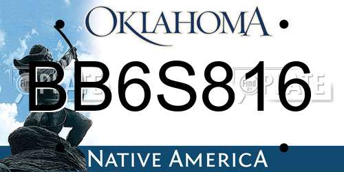 BB6S816 Oklahoma License Plate