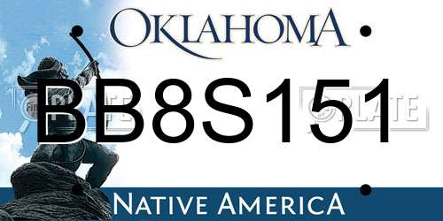 BB8S151 Oklahoma License Plate